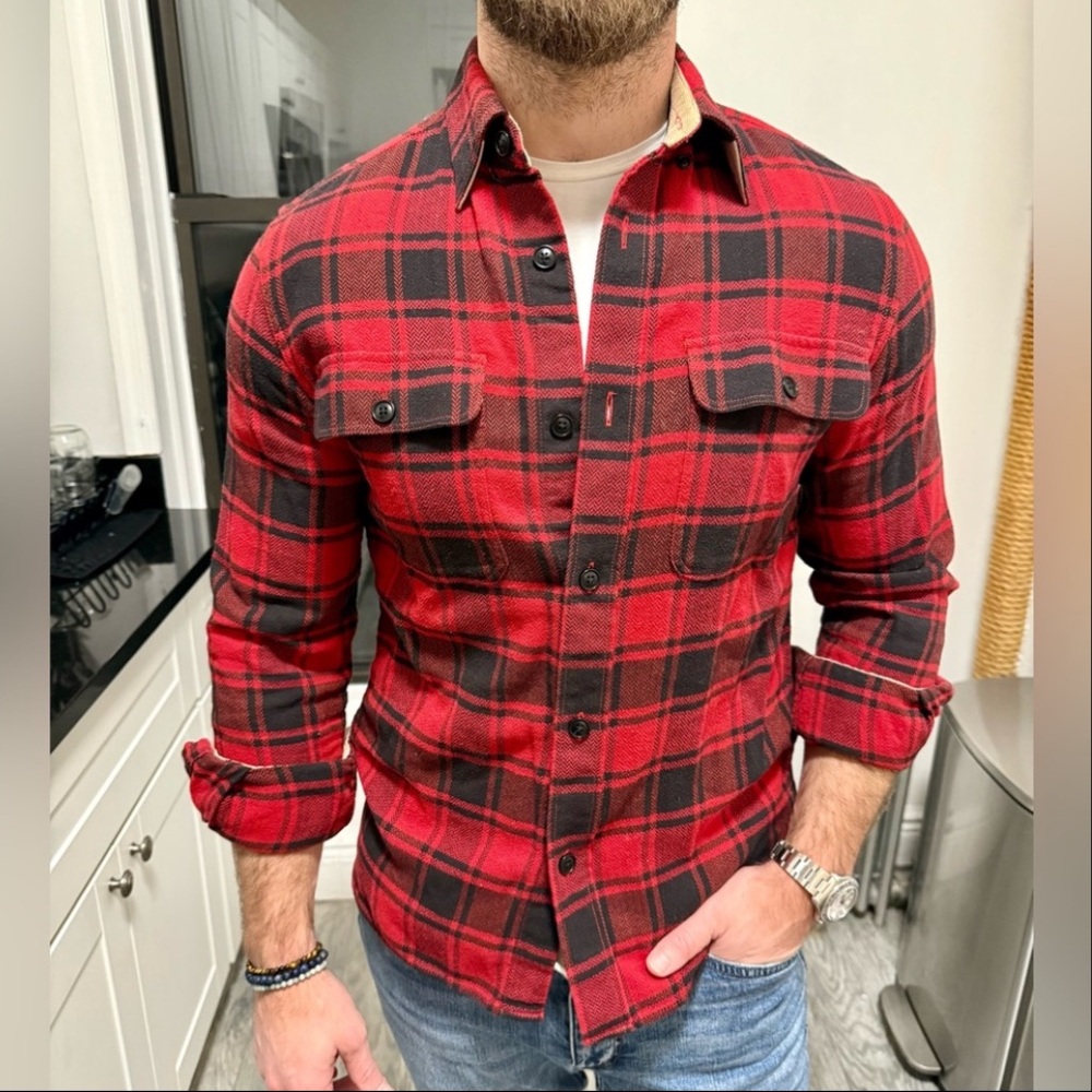Banana Republic Red and Black Flannel Shirt